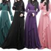 Abaya Kaftan Islamic Bow Long Sleeve Maxi Dress Hot High Style